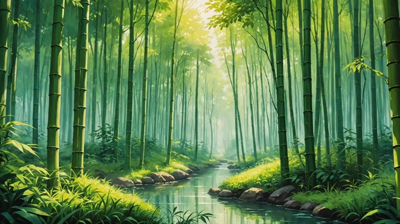 Bamboo forest stream in the Bamboo Grove