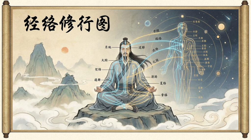 CVM Sekai illustration of meridians and flowing qi