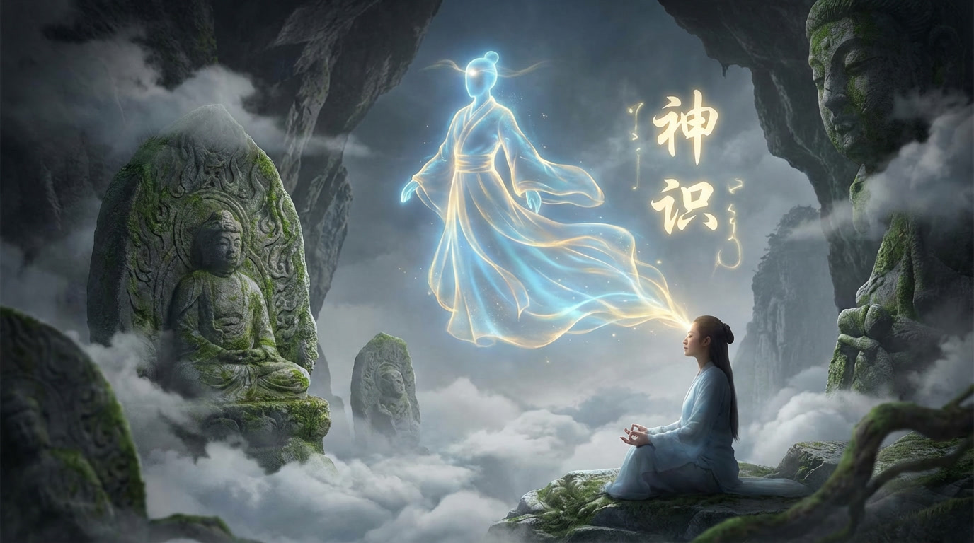 CVM Sekai illustration of spiritual awareness radiating from a cultivator