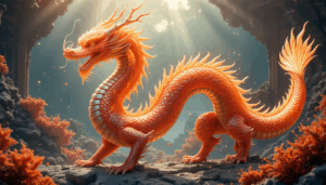Ao Run, Dragon King of the Western Sea, depicted as a radiant Western Sea dragon under glowing sunlight.