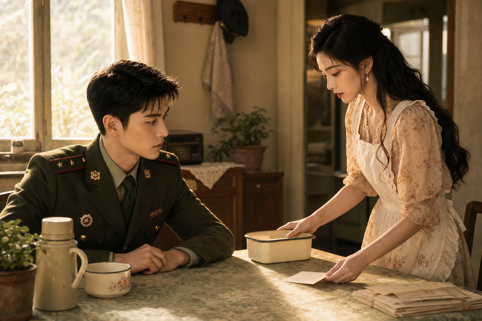 Shen Nian packs Lu Cheng a lunch in their early 1990s military apartment
