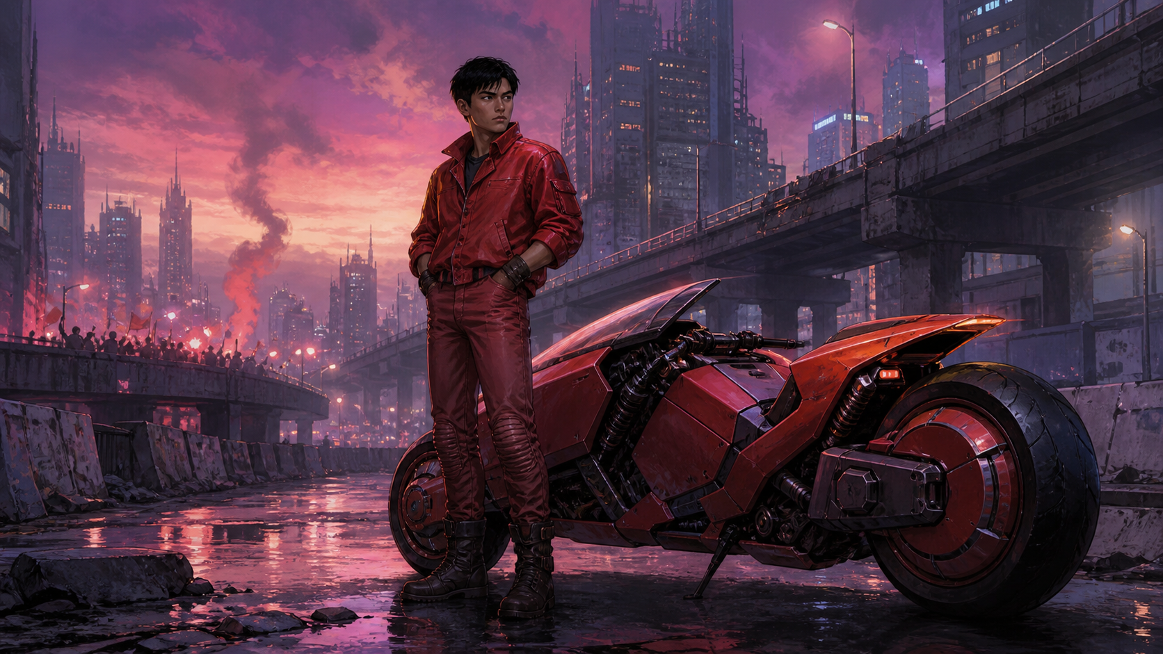 Original Akira-inspired character portrait of Shotaro Kaneda in Neo-Tokyo.