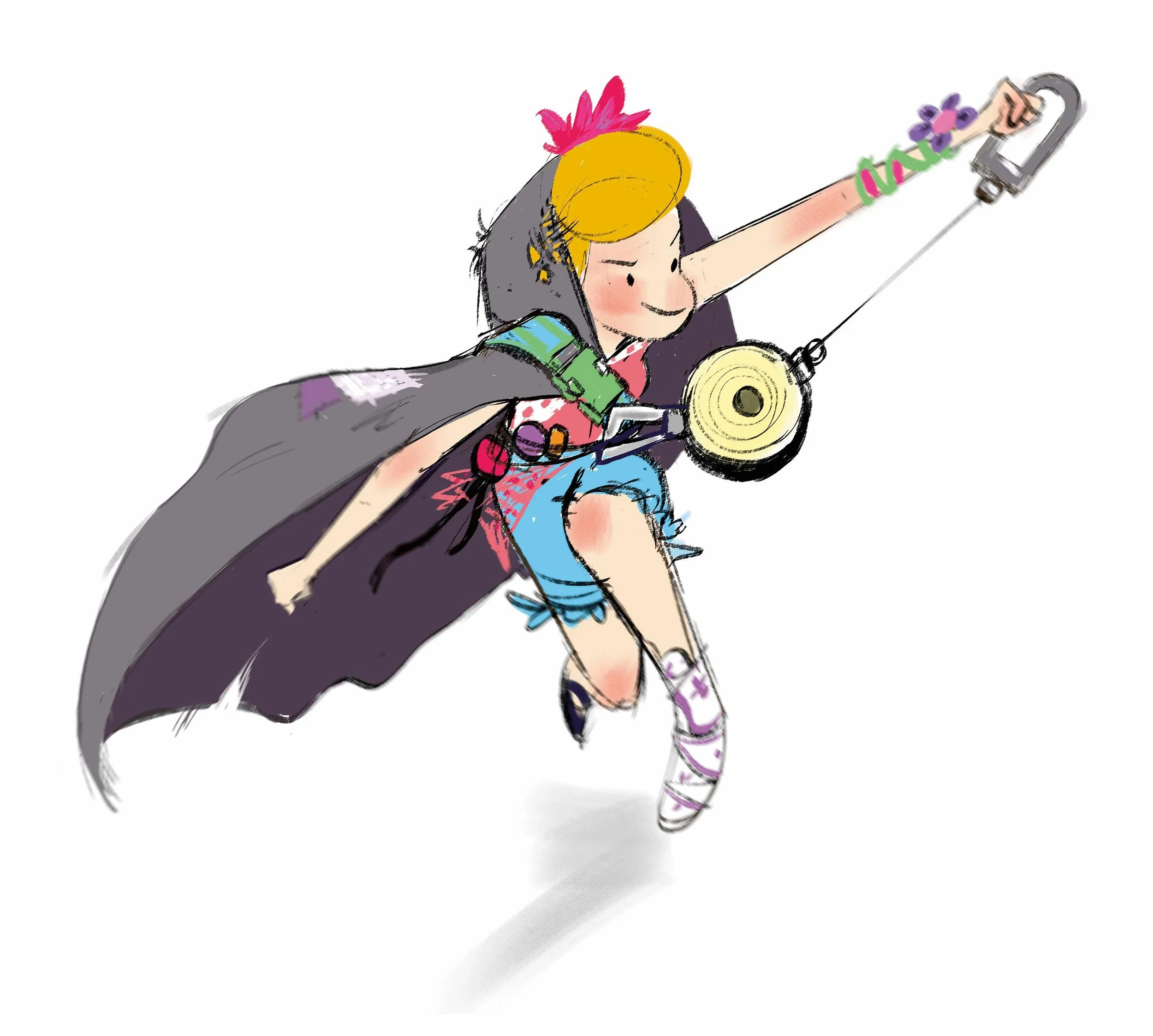 Official Pixar concept art of Bo Peep using her crook during an action sequence