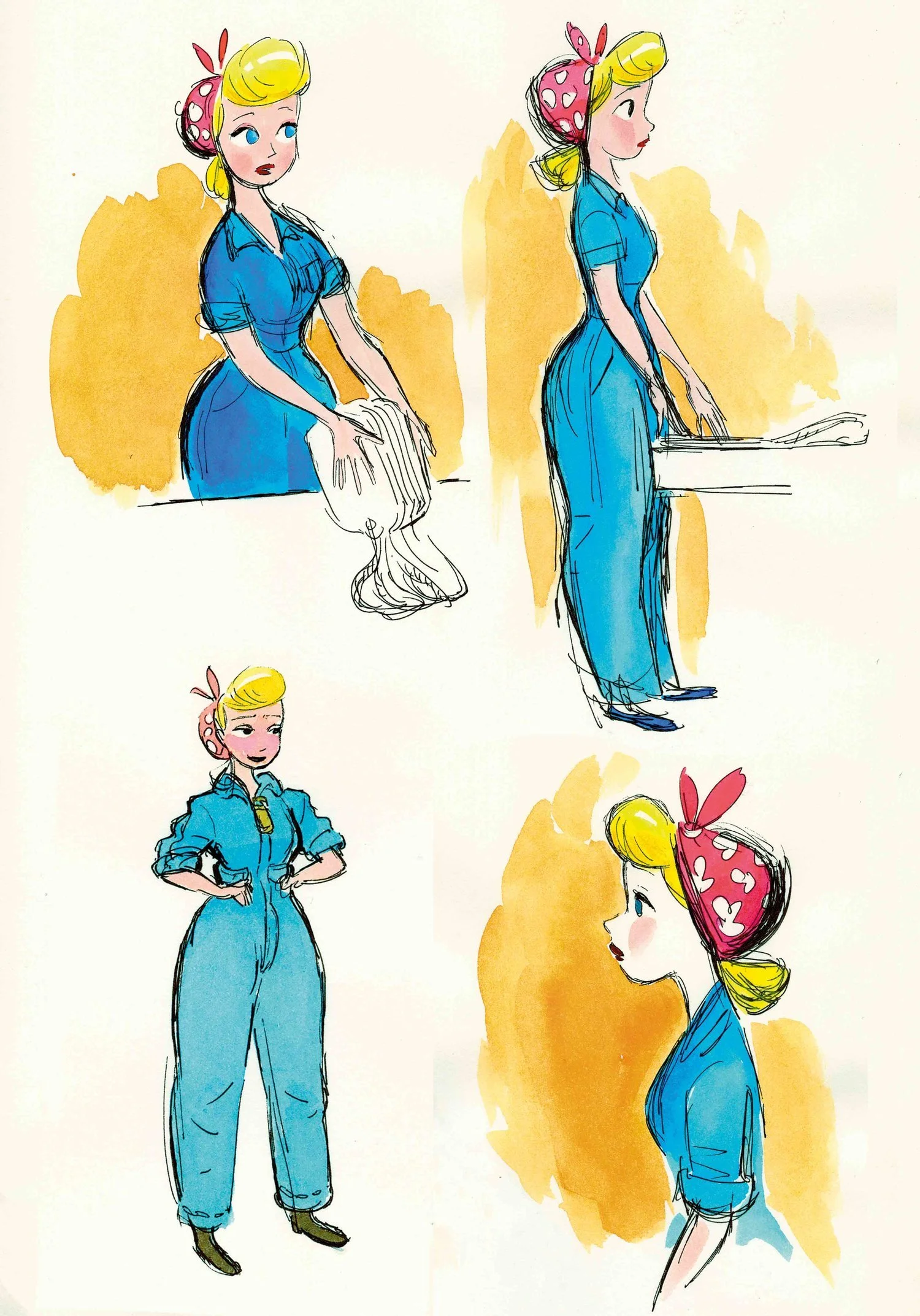 Official Pixar costume studies for Bo Peep’s blue lost-toy outfit