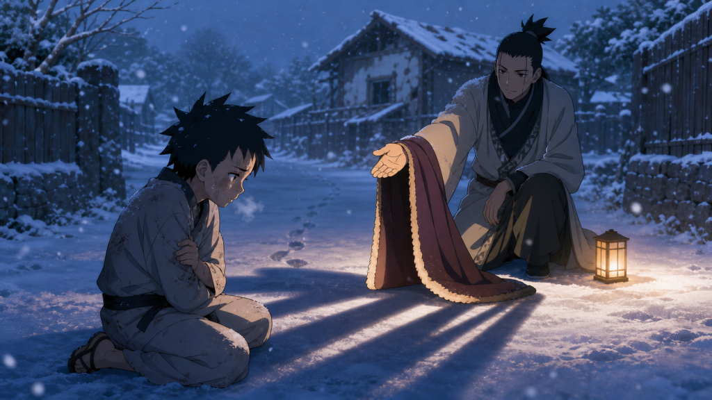 Young Ryogi faces a snowy memory of loss and Gekkos rescue in Boruto Episode 45