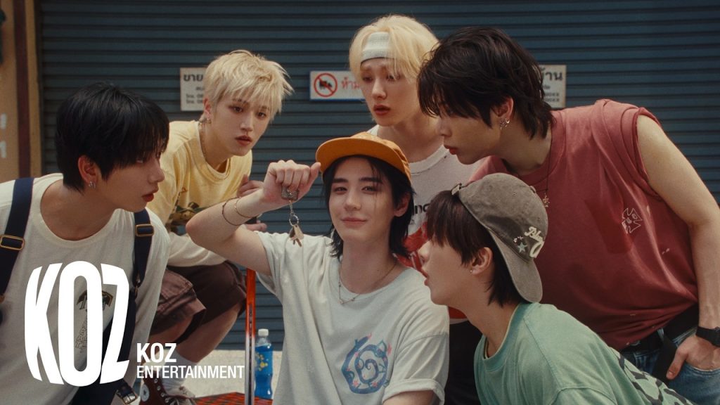 Sungho, Riwoo, Jaehyun, Taesan, Leehan and Woonhak in the real official 2026 ADIOS music video.
