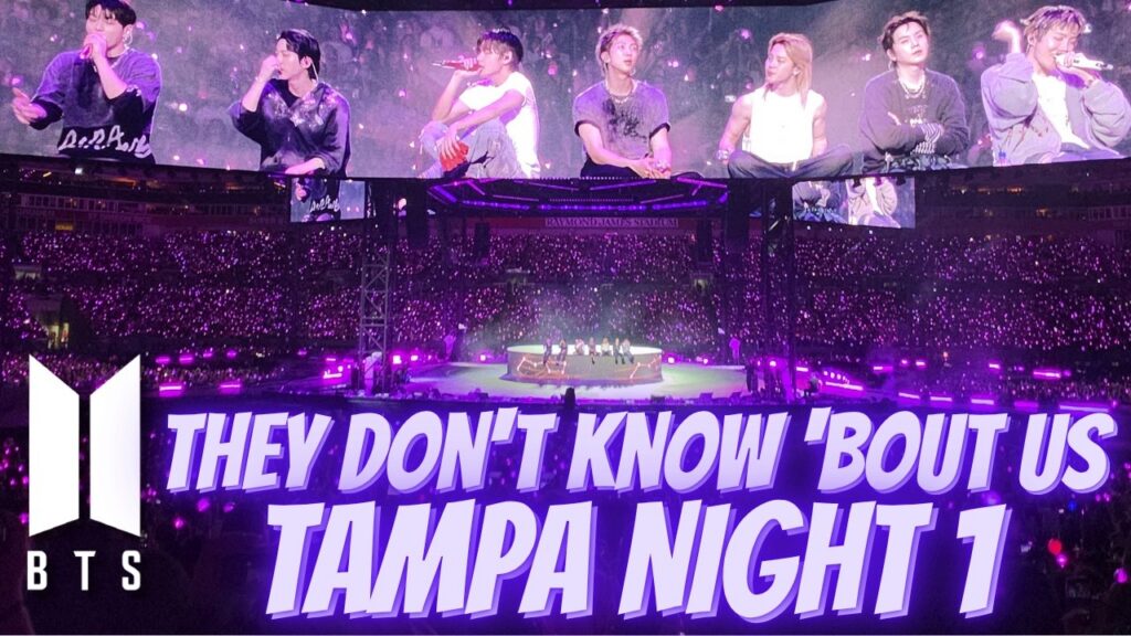 All seven BTS members performing They Don’t Know ’Bout Us during the ARIRANG World Tour in Tampa