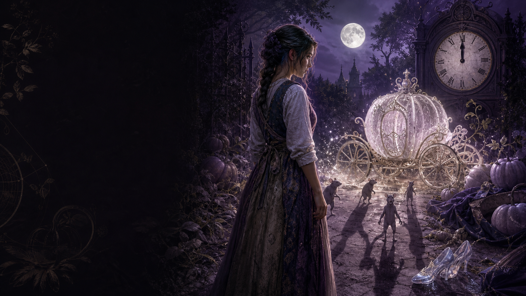 cinderella-transformation-rules-guide-original-art.png Cinderella Transformation Rules Guide Original Art Original CVM Sekai art of midnight transformation rules with carriage mice clock and slippers Original CVM Sekai art for the Cinderella transformation lore guide.[2]