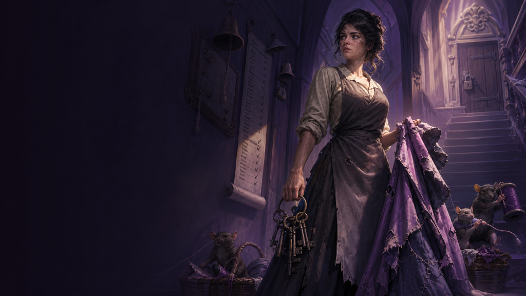 cinderella-was-not-passive-rant-original-art.png Cinderella Was Not Passive Rant Original Art Original CVM Sekai art of a fairy-tale survivor holding keys and a torn handmade dress Original CVM Sekai art for the Cinderella agency rant.[2]