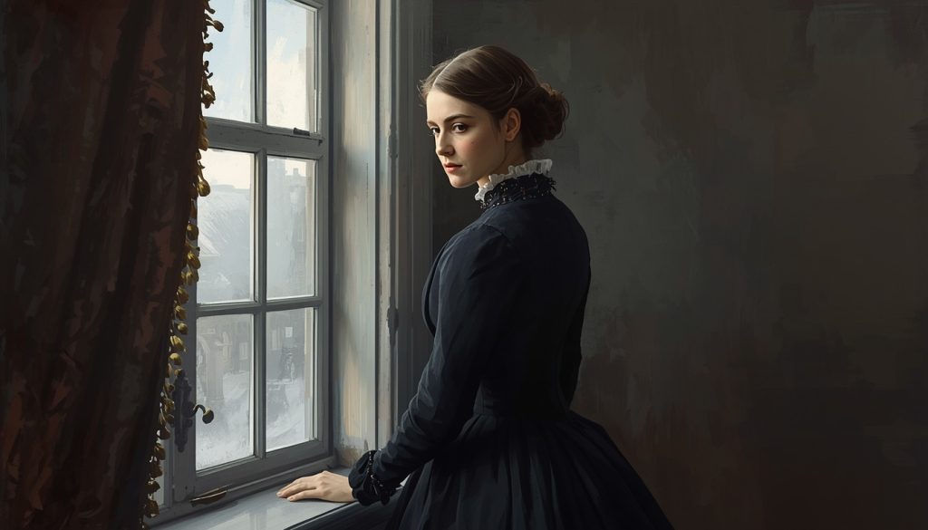 Original fan art of Alexandra at a window