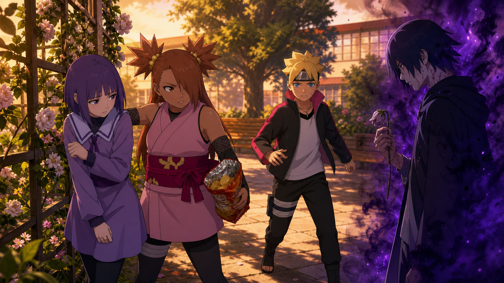 Chōchō protects Sumire while Boruto confronts Magire under dark chakra in Boruto Episode 7
