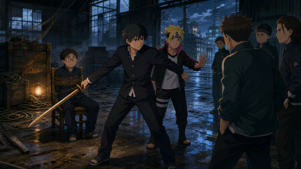 Boruto and Kagura fight Hachiya’s gang to rescue Denki in Boruto Episode 27