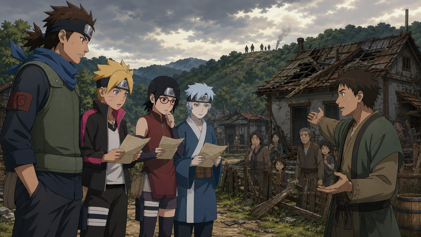 Team 7 learns that a damaged village faces greater danger than the mission papers disclosed in Boruto Episode 40