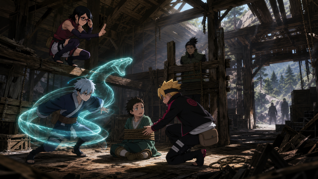 Sarada directs, Mitsuki controls danger and Boruto rescues Kiri in Boruto Episode 41