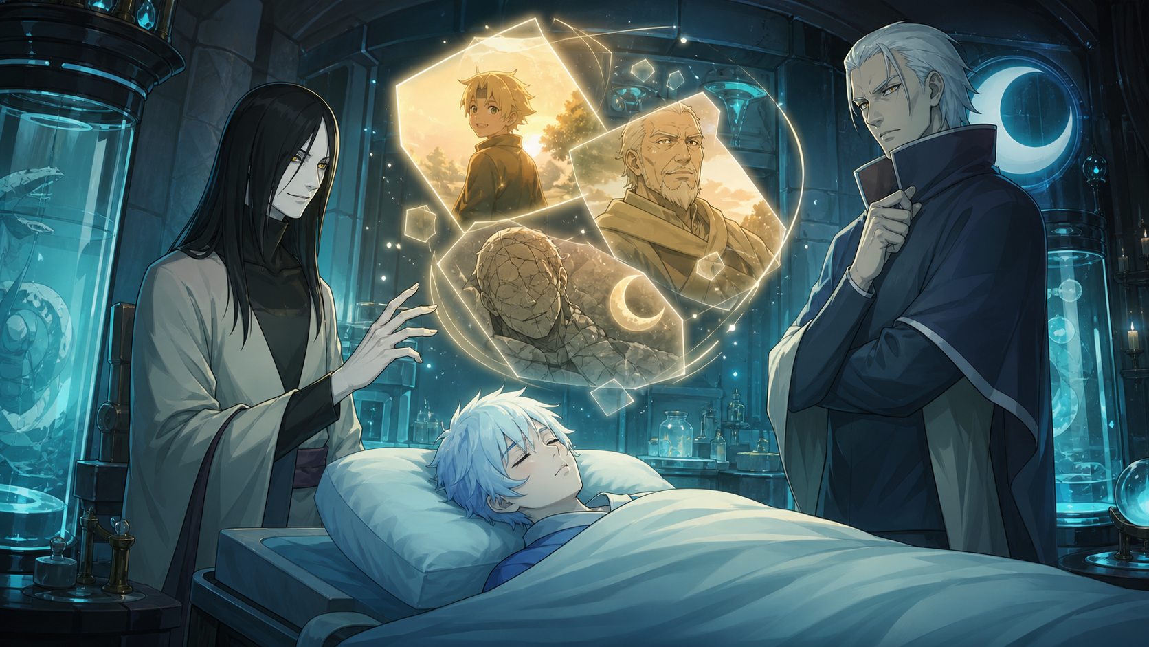 Orochimaru and Log examine Mitsuki's memories in Boruto Episode 105