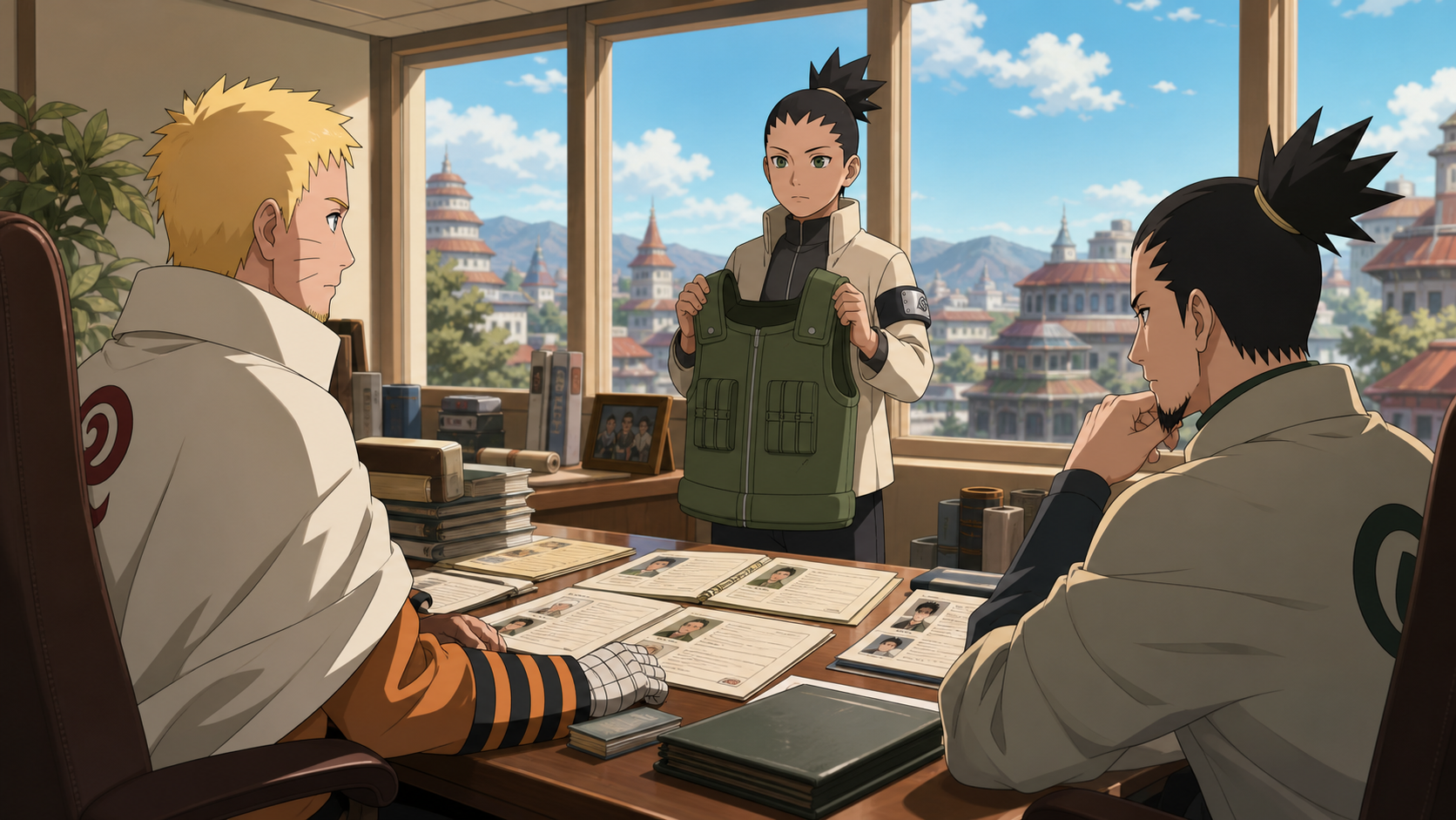 Naruto and Shikamaru promote Shikadai during the Boruto Episode 112 conference