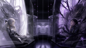 Rei Ayanami faces fragmented memories during the Evangelion Episode 14 interchange test in original fan art