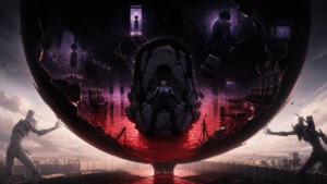 Shinji Ikari and Evangelion Unit-01 disappear into Leliel’s impossible shadow in original Episode 16 fan art
