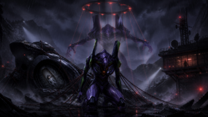 Evangelion Unit-03 infected by Bardiel while Shinji confronts the Dummy Plug in Episode 18 fan art