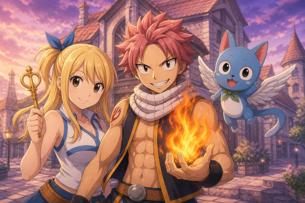 Lucy, Natsu and Happy begin the Fairy Tail 2009 television adventure in original fan art