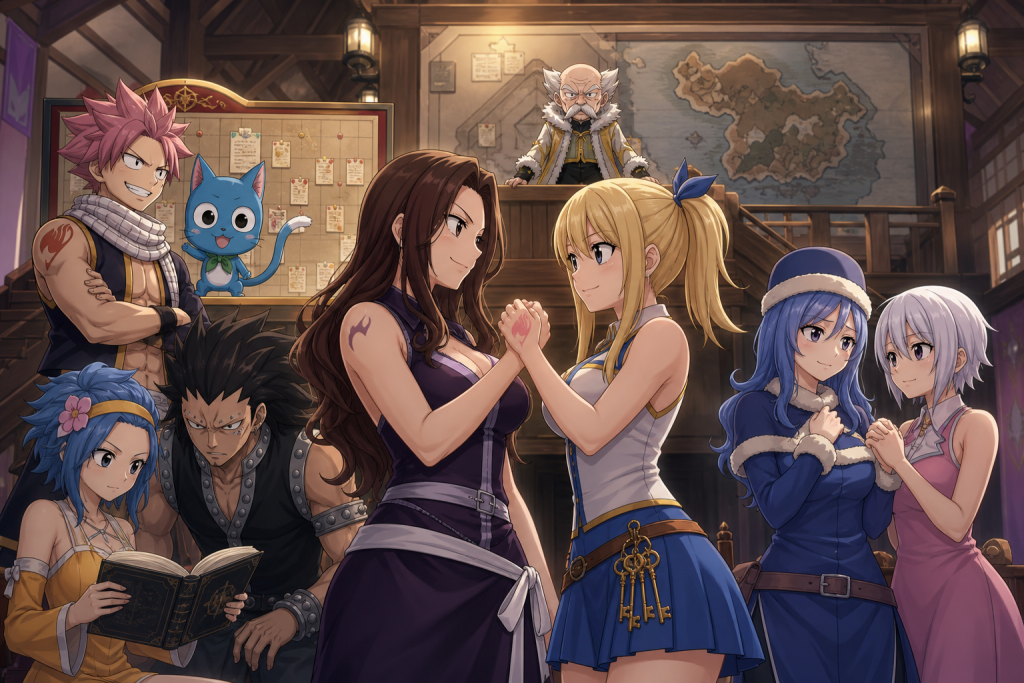 Cana and Lucy form an S-Class trial team while Natsu and Happy, Levy and Gajeel, and Juvia and Lisanna choose partners.