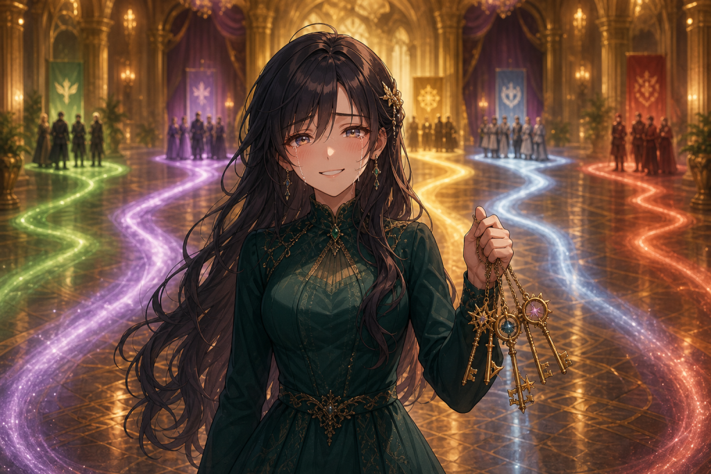 Yukino smiles through tears at the palace ball as several guilds offer her different places to belong