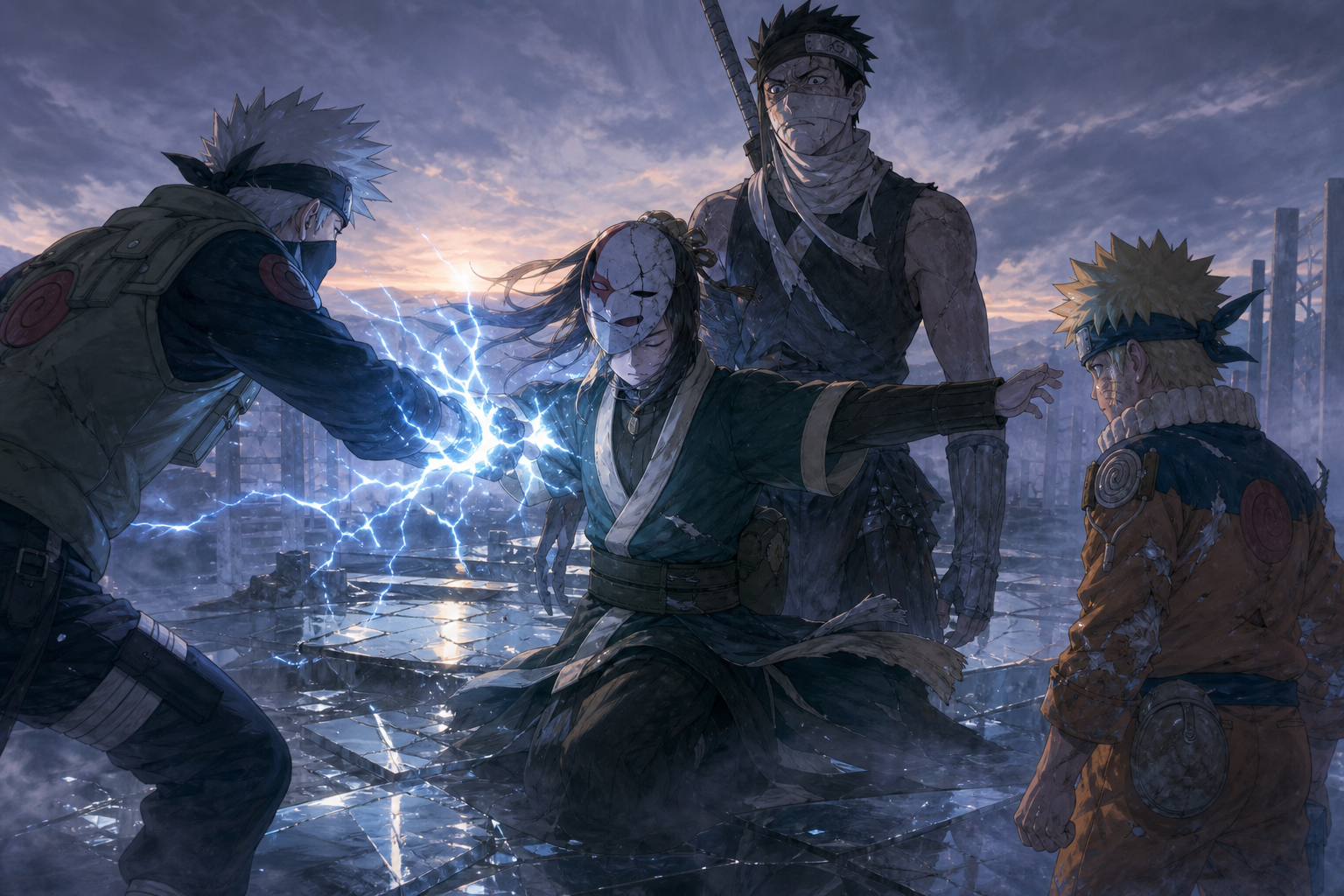 Haku shields Zabuza from <a href=