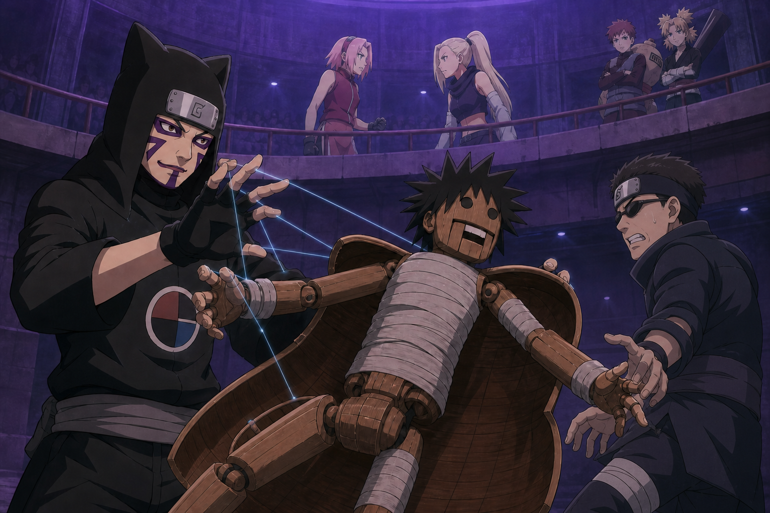 Kankuro reveals the Crow puppet against Misumi while Sakura and Ino prepare to fight in Naruto Episode 41