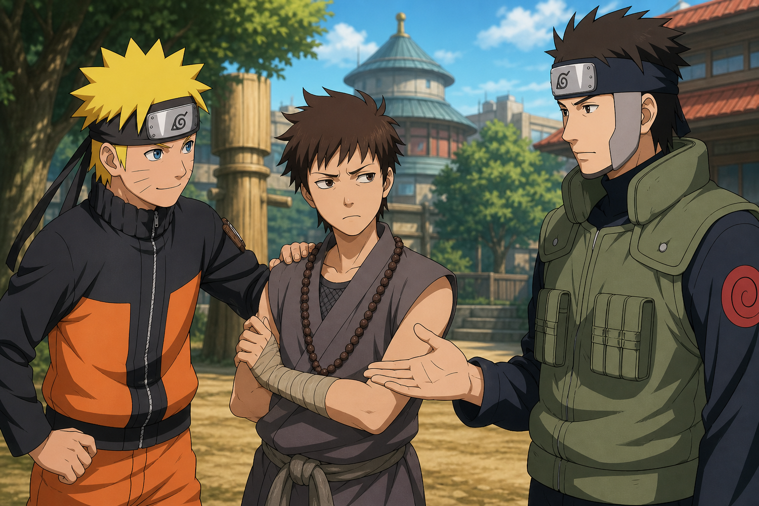 Yamato assigns guarded Sora beside welcoming Naruto as a temporary Team Kakashi member in Naruto Shippuden Episode 62