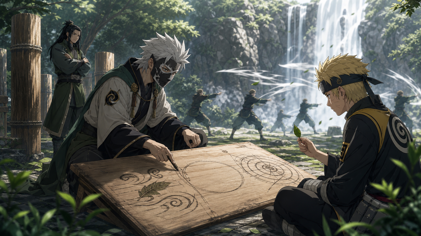 Kakashi explains wind nature and shape transformation to Naruto during new-jutsu training in Naruto Shippuden Episode 76