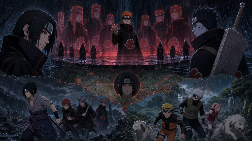 Pain convenes Akatsuki projections as Itachi and Kisame return while Hebi and Konoha mobilize toward Itachi in Naruto Shippuden Episode 121