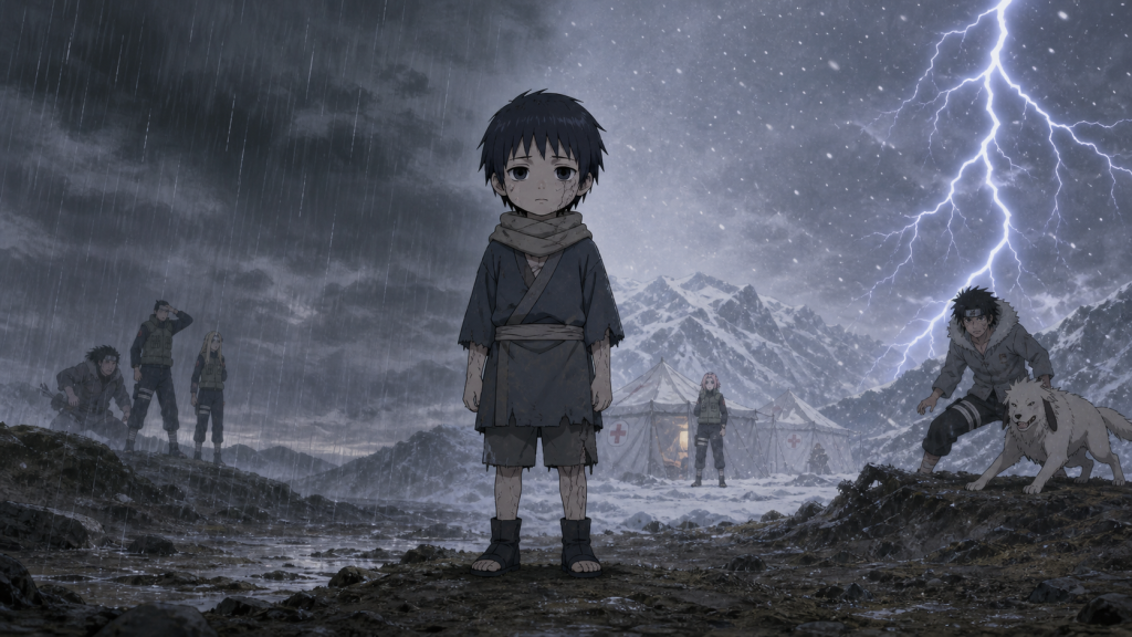 Yota stands where rain, snow and lightning converge as three Allied groups recognize him in Naruto Shippuden Episode 313