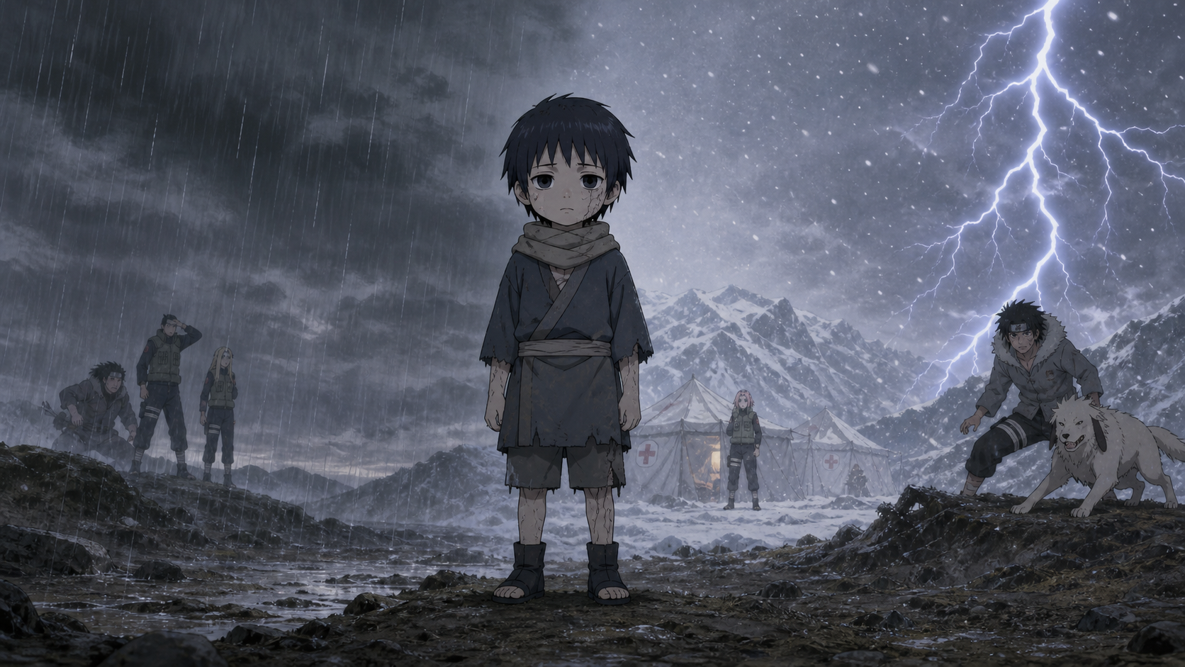 Yota stands where rain, snow and lightning converge as three Allied groups recognize him in Naruto Shippuden Episode 313
