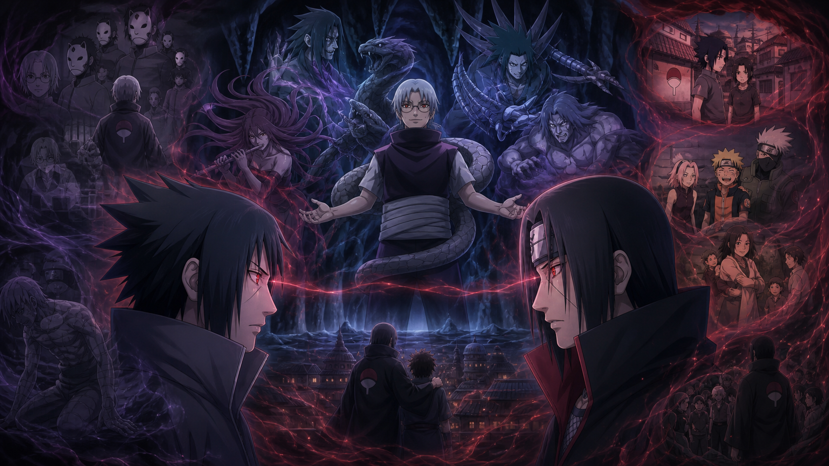 Sasuke and Itachi face Kabuto surrounded by the Sound Four, Root memories and competing visions of the Leaf in Naruto Shippuden Episode 335