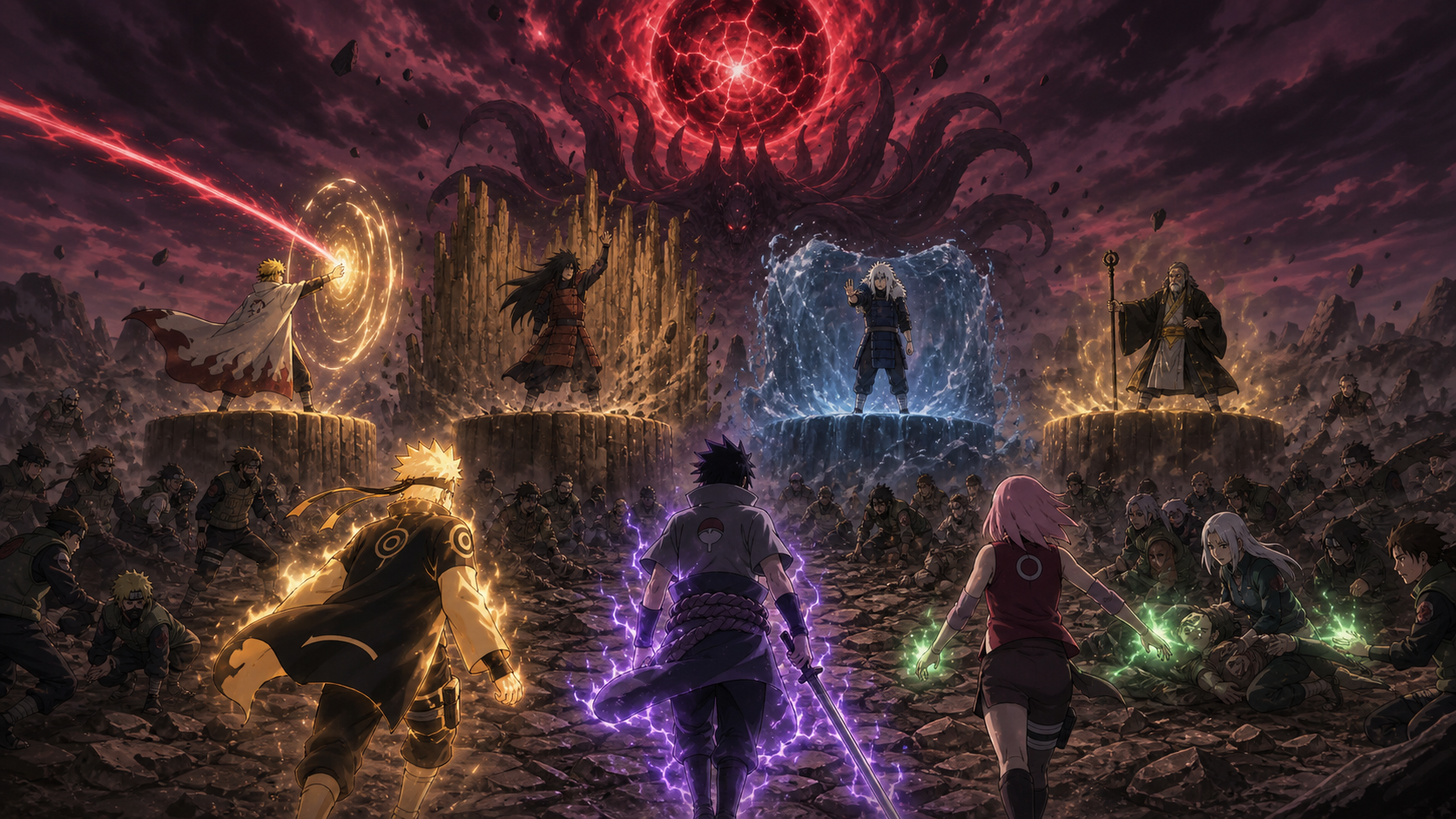 Four Hokage contain the Ten-Tails as Team 7 converges in Naruto Shippuden Episode 372
