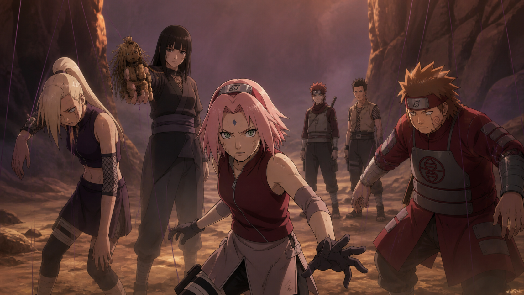 Sakura faces Ino and Choji under Saya’s puppet control in Naruto Shippuden Episode 408