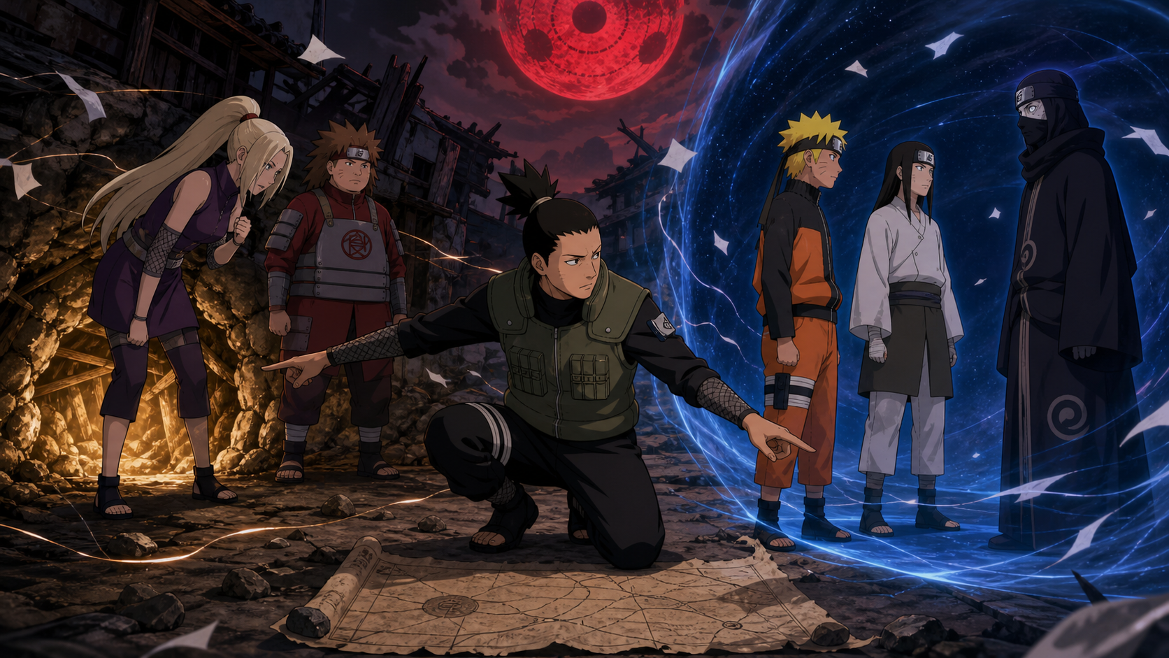 Shikamaru weighs the cave rescue while Naruto and Neji face a masked Byakugan user in Naruto Shippuden Episode 435