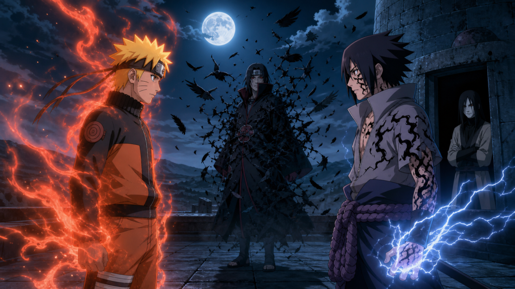 Naruto and Sasuke collide at Orochimaru’s tower in Naruto Shippuden Episode 446
