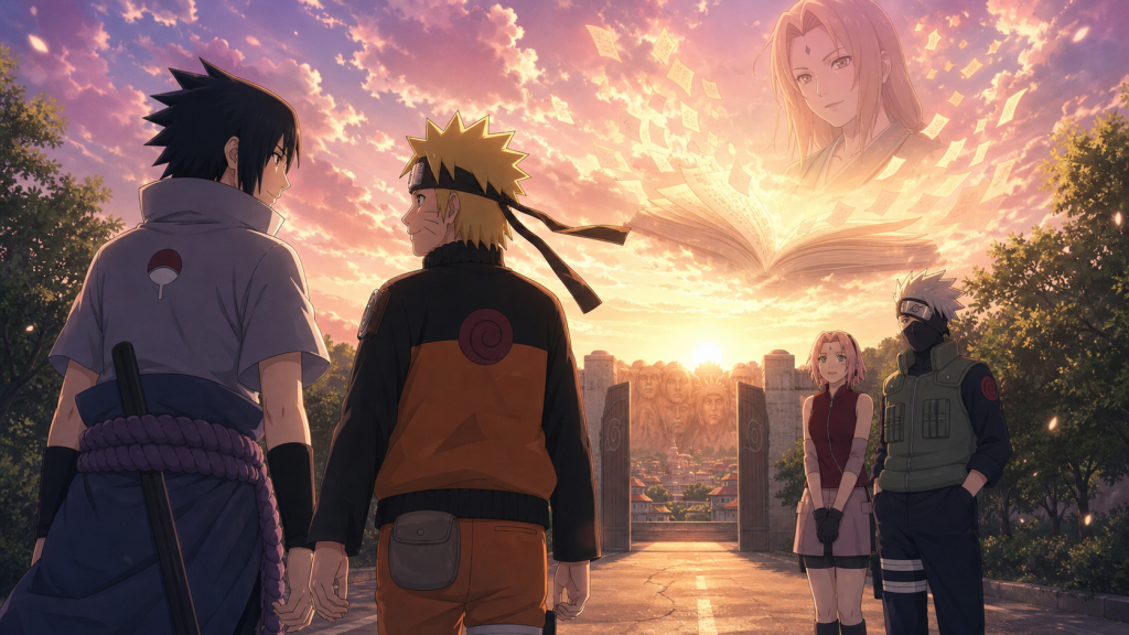 Naruto and Sasuke return to Konoha together in Naruto Shippuden Episode 450