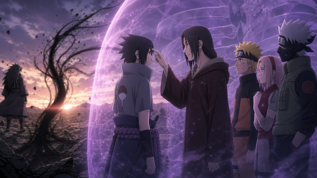 Itachi’s memory reaches Sasuke as Team 7 leaves Infinite Tsukuyomi shelter in Naruto Shippuden Episode 458