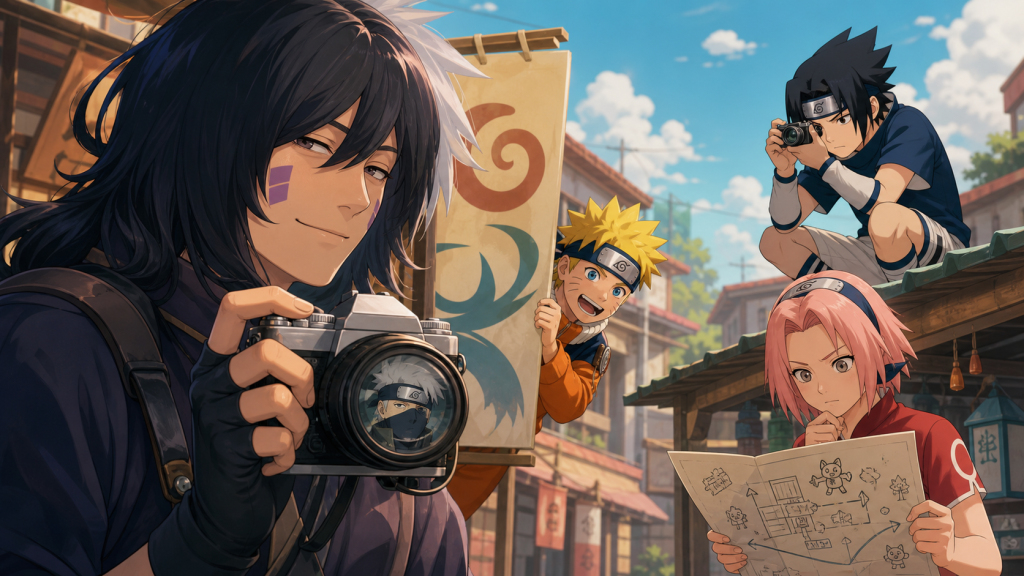 Sukea photographs Team 7 during their Kakashi face mission in Naruto Shippuden Episode 469