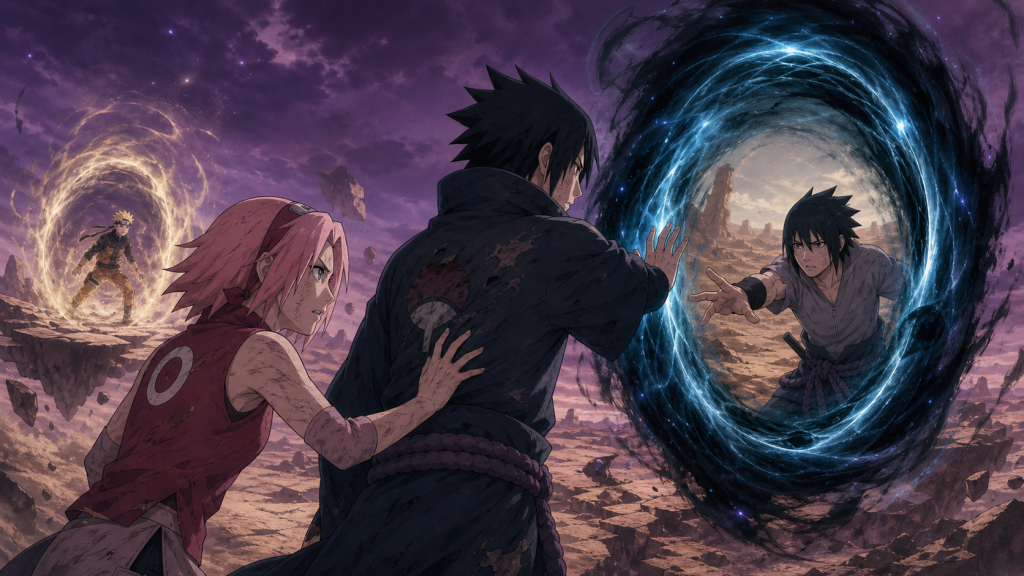 Sakura and Obito open a portal to rescue Sasuke in Naruto Shippuden Episode 470