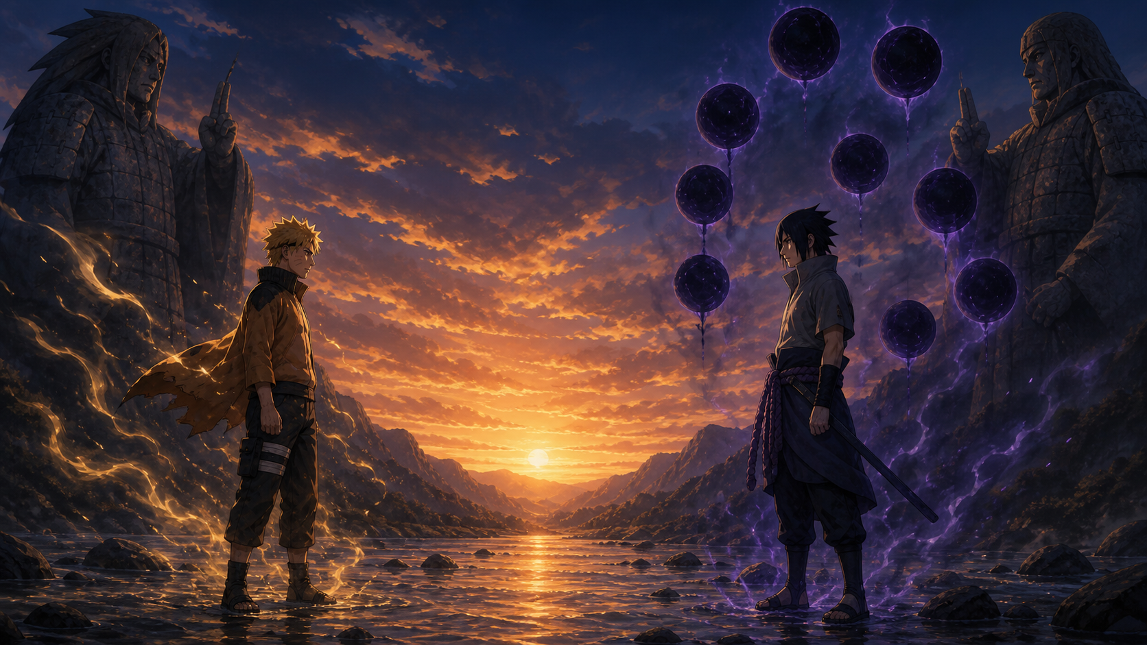 Naruto and Sasuke face each other beneath nine prisons in Naruto Shippuden Episode 475
