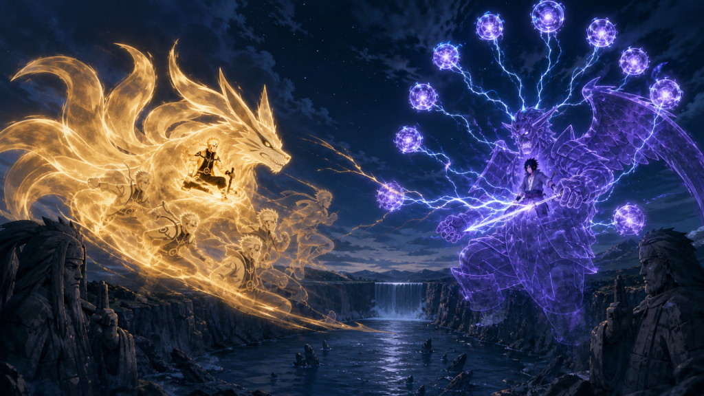 Naruto and Sasuke’s giant chakra forms prepare to clash in Naruto Shippuden Episode 476