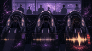 Three enclosed pilot capsules monitored through nervous-system synchronization readouts