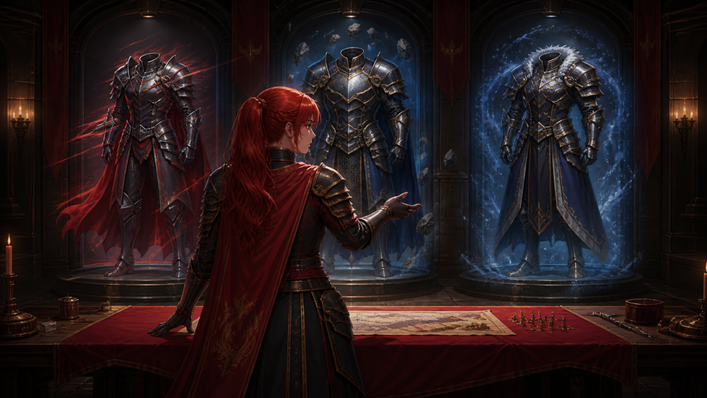 Erza selects practical magical armor for speed, defense, and resistance