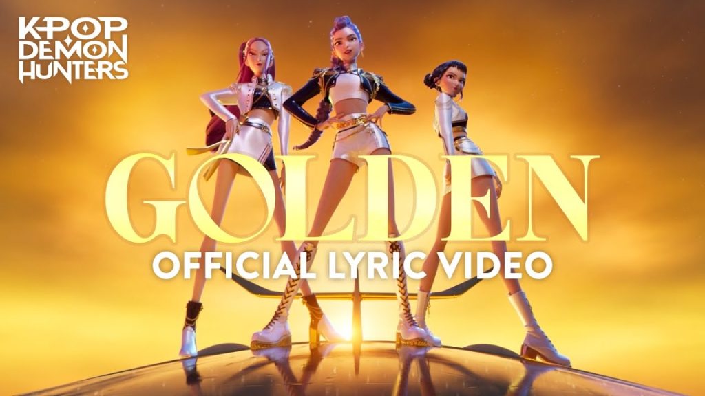 Rumi, Mira and Zoey performing as HUNTR/X in the official Golden lyric video.
