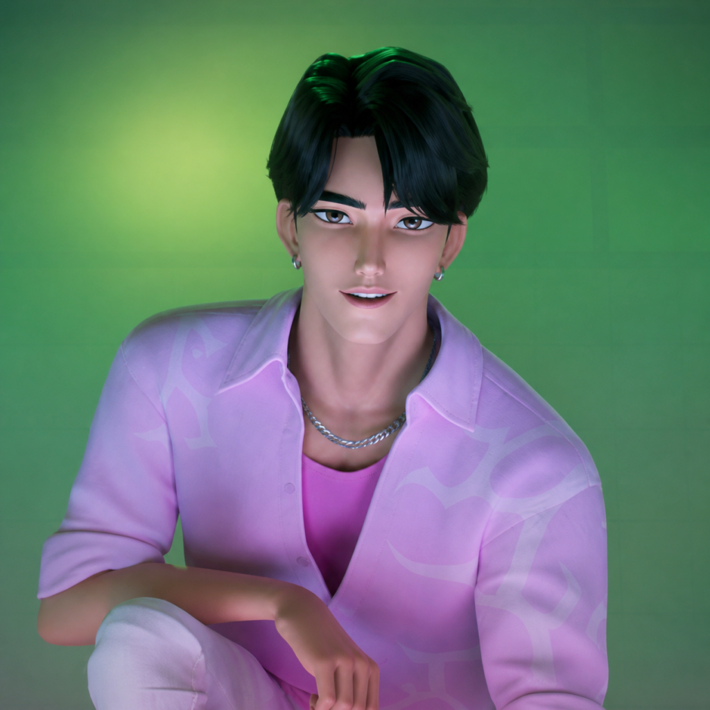 Jinu, the black-haired leader of the animated SAJA Boys in KPop Demon Hunters