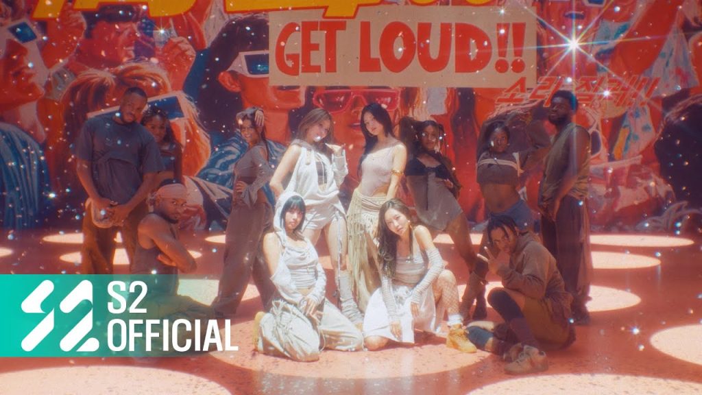 Julie, Natty, Belle and Haneul in the Get Loud official music video