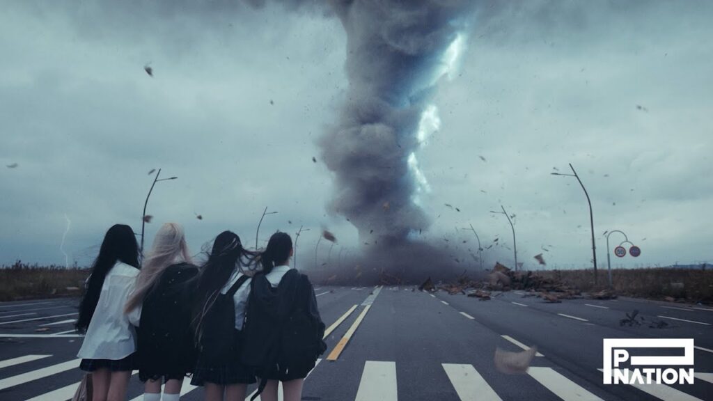 Baby DONT Cry members Yihyun, Kumi, Mia and Beni in the I DONT CARE music video